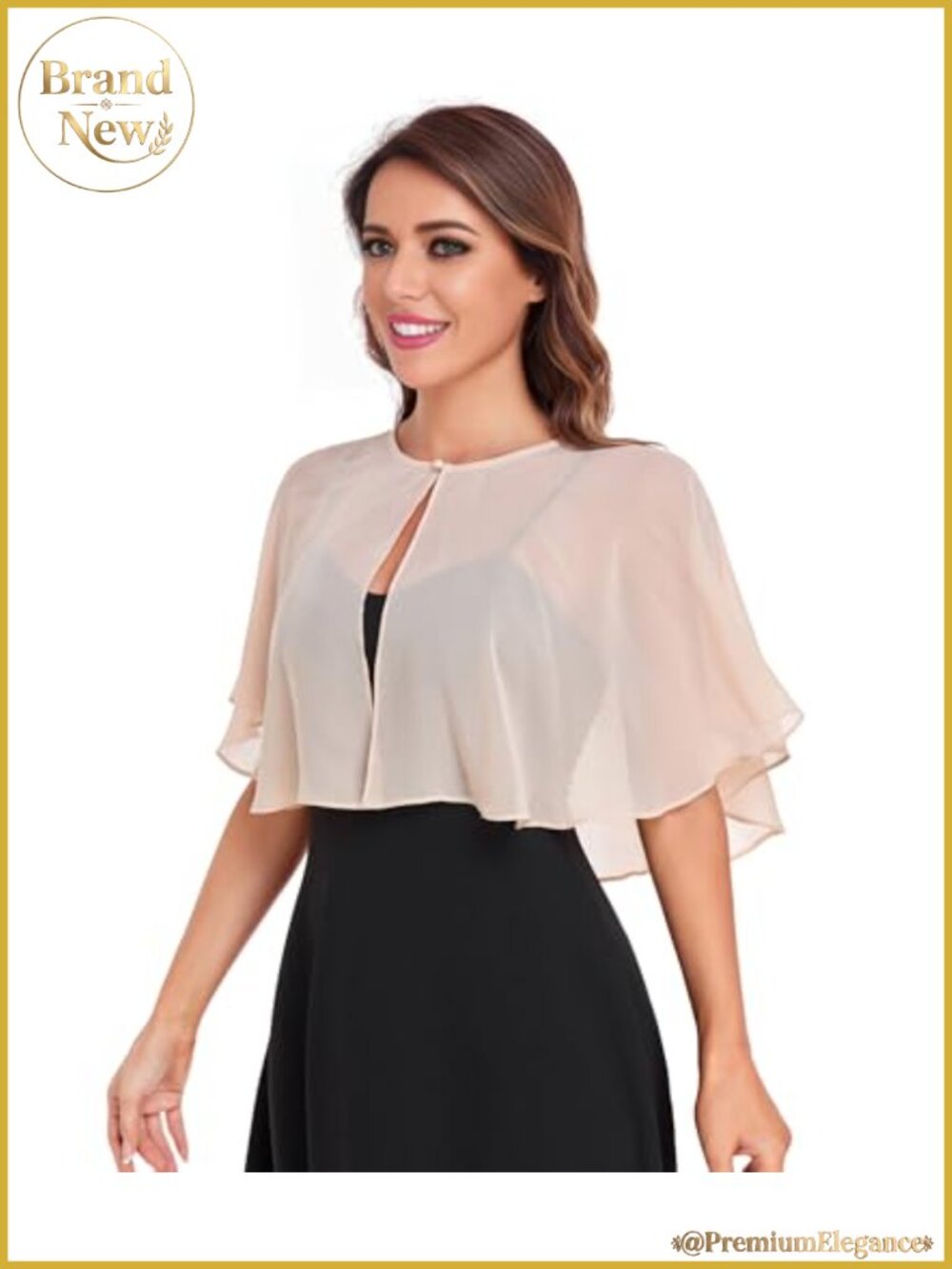 Chiffon Shawl Wrap Capelet for Evening Wedding Sheer Cover Up